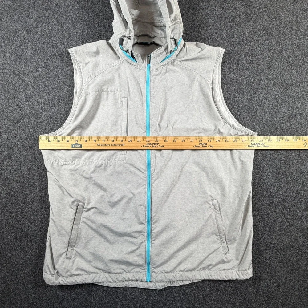 Peter Millar Crown Sport Mens XXL Grey Performance Vest Stowaway Hood Full Zip